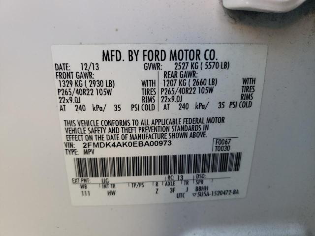 Photo 10 from auction – 2014 FORD EDGE SPORT with VIN 2FMDK4AK0EBA00973
