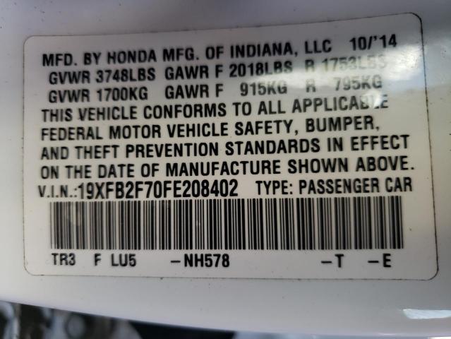 Photo 10 from auction – 2015 HONDA CIVIC SE with VIN 19XFB2F70FE208402
