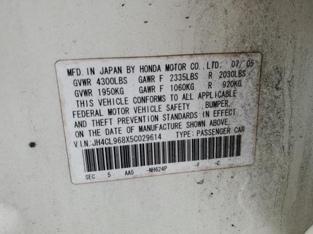 Photo 10 from auction – 2005 ACURA TSX with VIN JH4CL968X5C029614