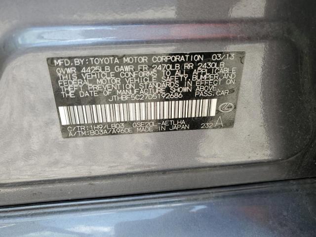 Photo 10 from auction – 2013 LEXUS IS 250 with VIN JTHBF5C27D5192686