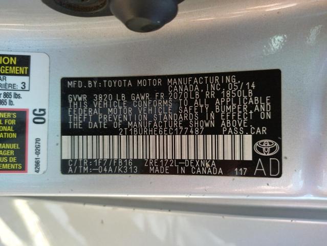 Photo 10 from auction – 2014 TOYOTA COROLLA L with VIN 2T1BURHE6EC177487