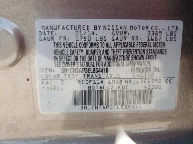 Photo 10 from auction – 2014 NISSAN VERSA with VIN 3N1CN7AP3EL854416