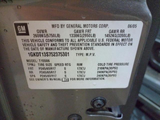 Photo 10 from auction – 2005 GMC ENVOY with VIN 1GKDT13S752375301