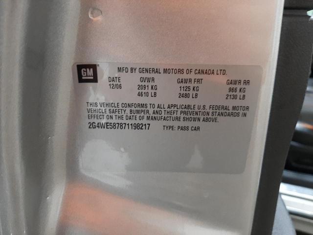 Photo 10 from auction – 2007 BUICK LACROSSE C with VIN 2G4WE587871198217