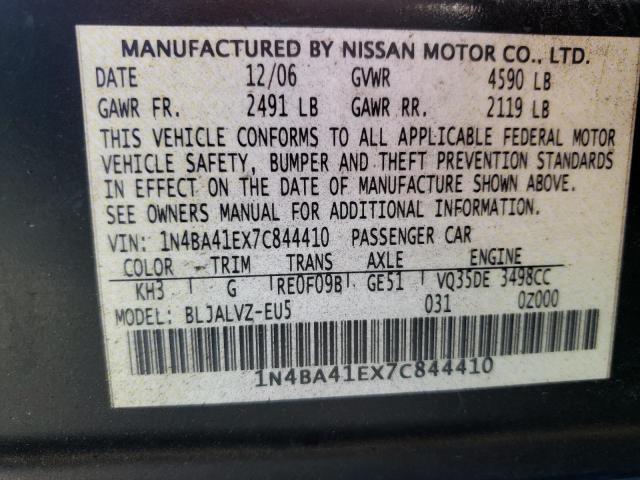 Photo 10 from auction – 2007 NISSAN MAXIMA SE with VIN 1N4BA41EX7C844410