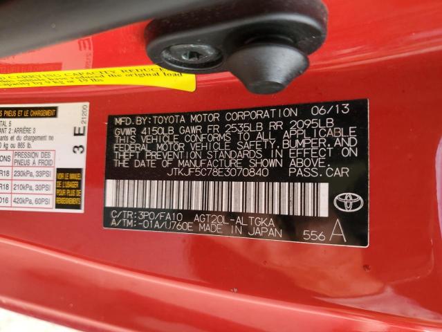 Photo 10 from auction – 2014 TOYOTA SCION TC with VIN JTKJF5C78E3070840