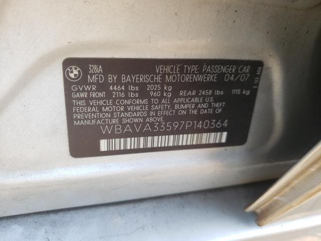 Photo 10 from auction – 2007 BMW 328 I with VIN WBAVA33597P140364