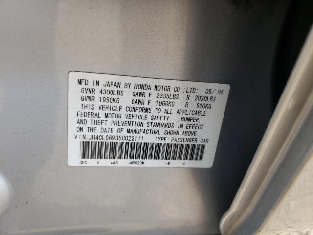 Photo 10 from auction – 2005 ACURA TSX with VIN JH4CL96935C022111