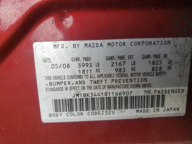 Photo 10 from auction – 2008 MAZDA 3 HATCHBAC with VIN JM1BK344181166907