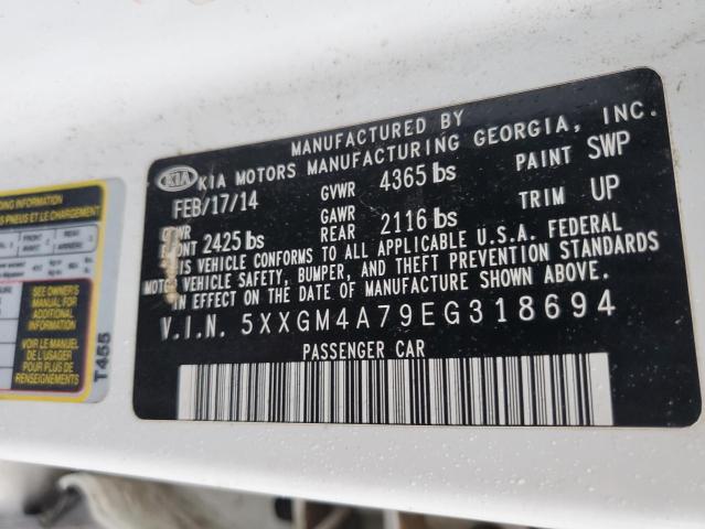 Photo 10 from auction – 2014 KIA OPTIMA EX with VIN 5XXGM4A79EG318694