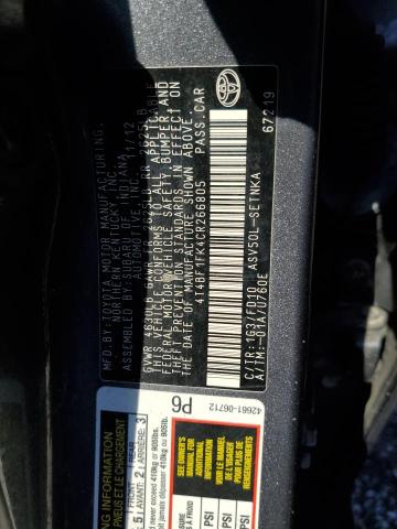 Photo 10 from auction – 2012 TOYOTA CAMRY BASE with VIN 4T4BF1FK4CR266805