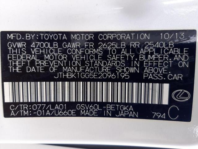 Photo 10 from auction – 2014 LEXUS ES 350 with VIN JTHBK1GG5E2096195