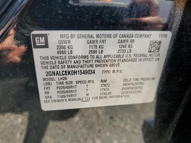 Photo 10 from auction – 2017 CHEVROLET EQUINOX LT with VIN 2GNALCEK0H1549034