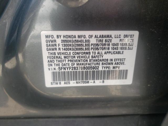 Photo 10 from auction – 2008 HONDA PILOT SE with VIN 5FNYF28378B005902