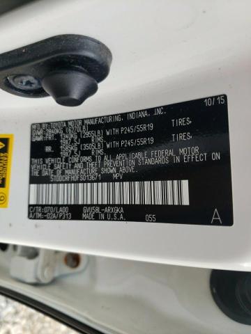 Photo 10 from auction – 2015 TOYOTA HIGHLANDER with VIN 5TDDCRFH0FS013671