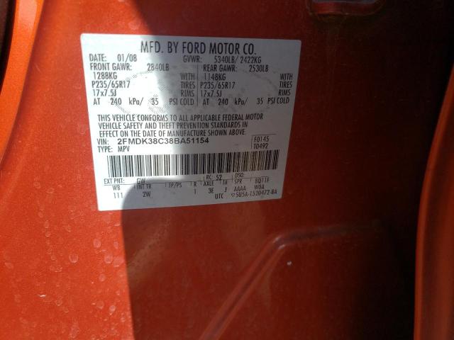 Photo 10 from auction – 2008 FORD EDGE SEL with VIN 2FMDK38C38BA51154