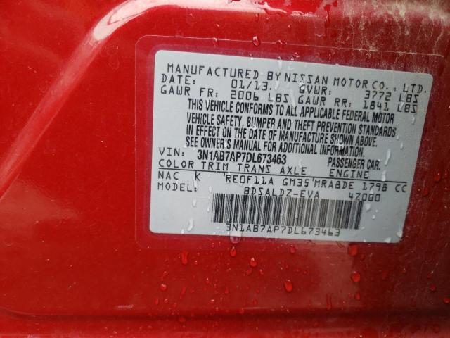 Photo 10 from auction – 2013 NISSAN SENTRA S with VIN 3N1AB7AP7DL673463