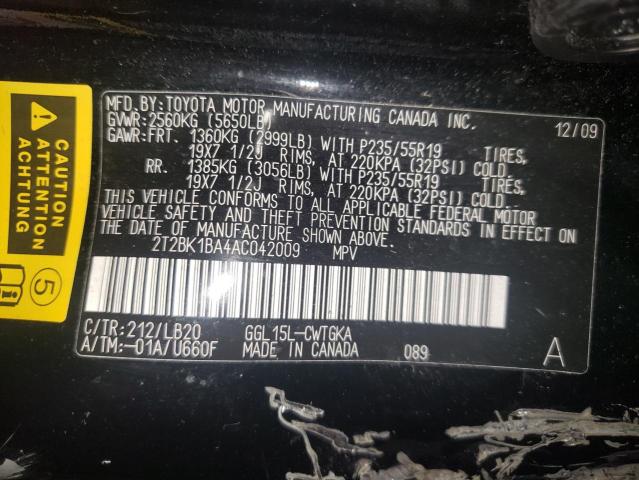 Photo 10 from auction – 2010 LEXUS RX 350 with VIN 2T2BK1BA4AC042009