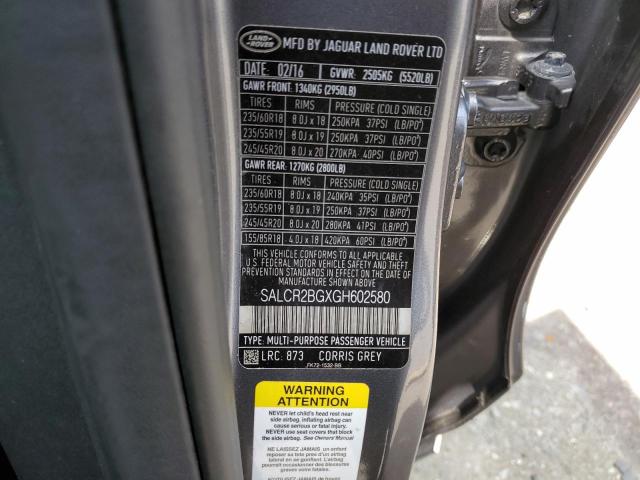 Photo 10 from auction – 2016 LAND ROVER DISCOVERY with VIN SALCR2BGXGH602580