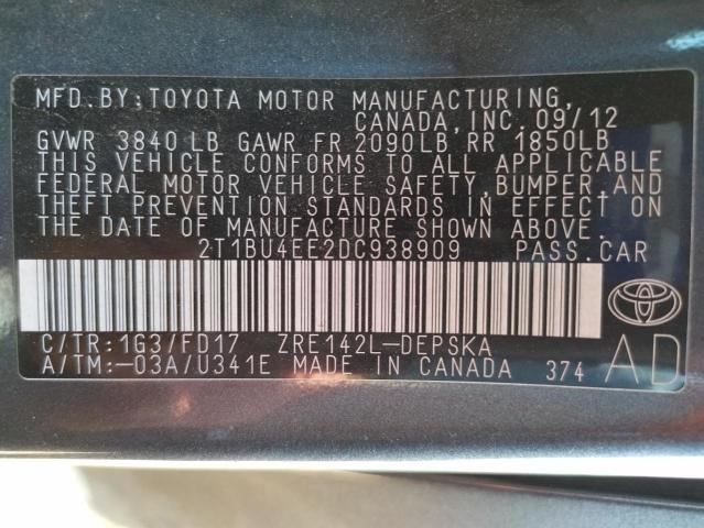 Photo 10 from auction – 2013 TOYOTA COROLLA BA with VIN 2T1BU4EE2DC938909