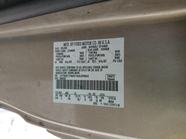 Photo 10 from auction – 2001 FORD F150 with VIN 1FTRX17W81NA29804