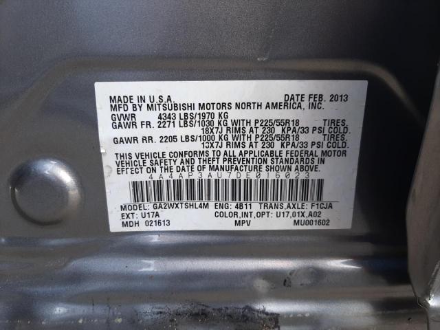 Photo 10 from auction – 2013 MITSUBISHI OUTLANDER with VIN 4A4AP3AU7DE016023