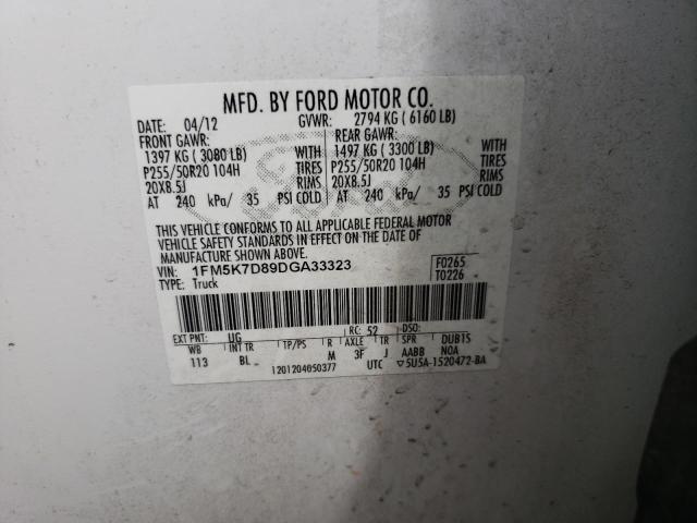 Photo 10 from auction – 2013 FORD EXPLORER X with VIN 1FM5K7D89DGA33323