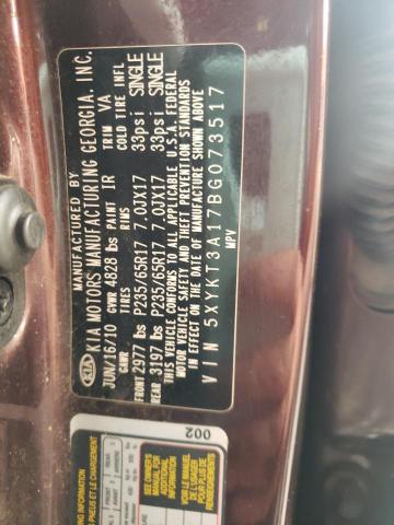 Photo 10 from auction – 2011 KIA SORENTO BA with VIN 5XYKT3A17BG073517