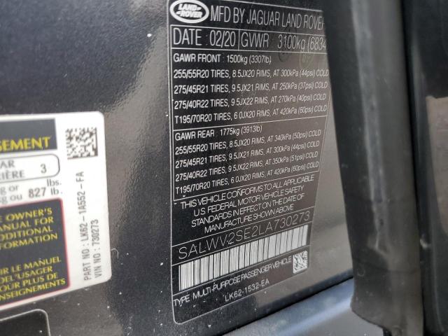 Photo 10 from auction – 2020 LAND ROVER RANGE ROVE with VIN SALWV2SE2LA730273