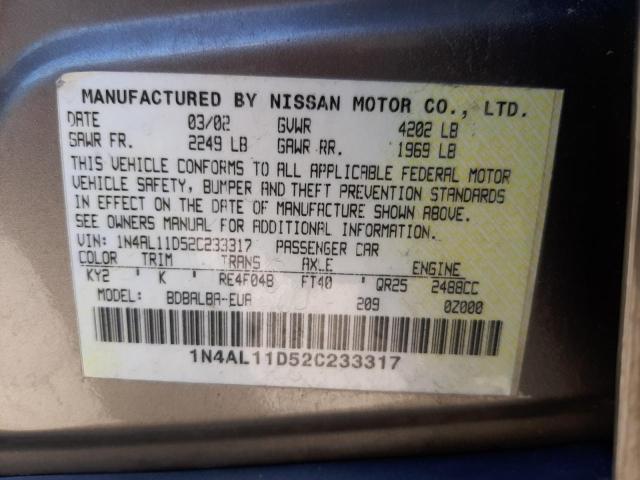 صورة رقم 10 من المزاد - 2002 NISSAN ALTIMA BAS مع VIN 1N4AL11D52C233317