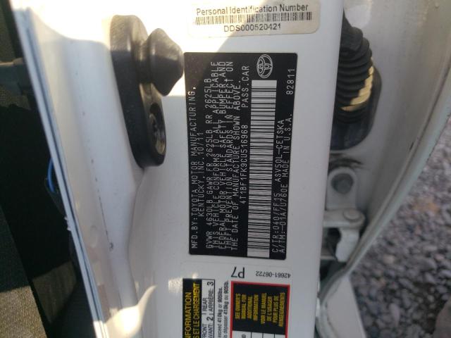 Photo 10 from auction – 2012 TOYOTA CAMRY BASE with VIN 4T1BF1FK9CU516968