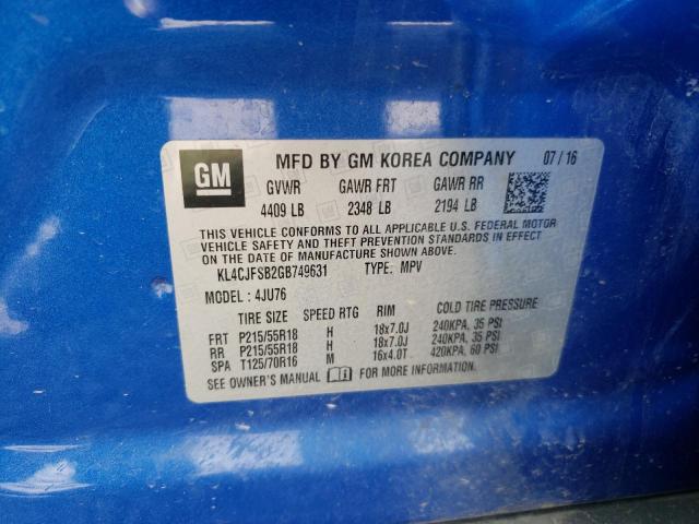 Photo 10 from auction – 2016 BUICK ENCORE CON with VIN KL4CJFSB2GB749631