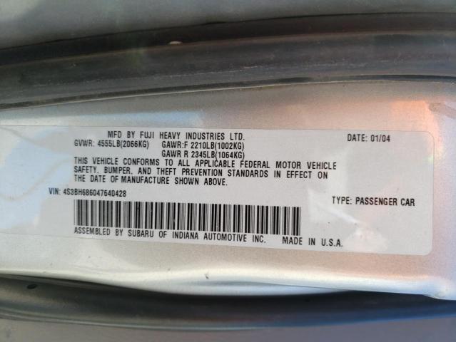 Photo 10 from auction – 2004 SUBARU LEGACY OUT with VIN 4S3BH686047640428