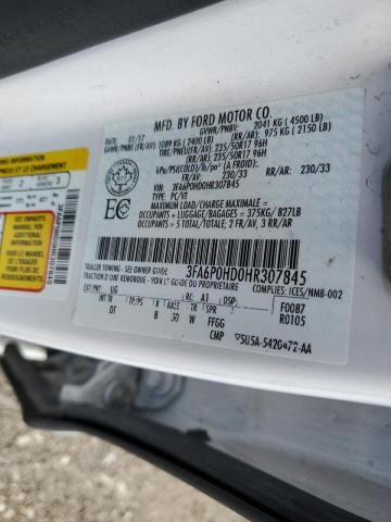 Photo 10 from auction – 2017 FORD FUSION SE with VIN 3FA6P0HD0HR307845
