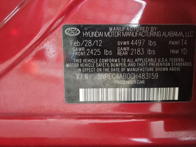 Photo 10 from auction – 2012 HYUNDAI SONATA SE with VIN 5NPEC4AB0CH483159