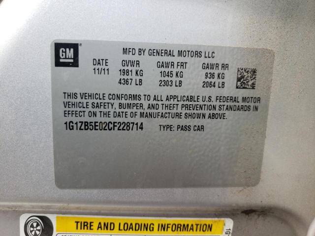 Photo 10 from auction – 2012 CHEVROLET MALIBU LS with VIN 1G1ZB5E02CF228714