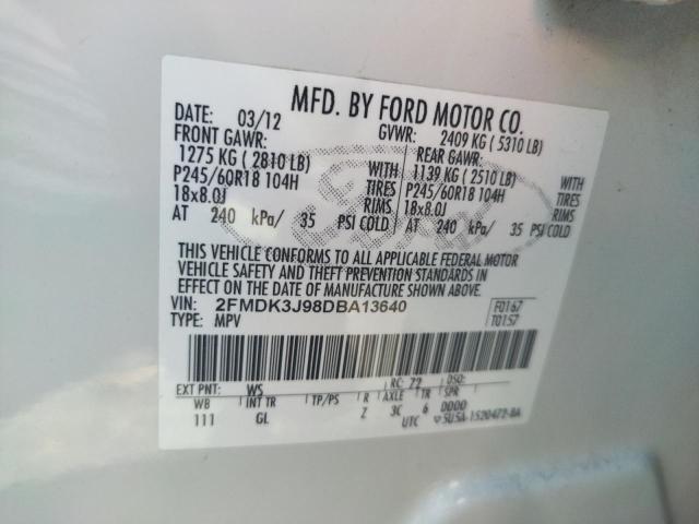 Photo 10 from auction – 2013 FORD EDGE SEL with VIN 2FMDK3J98DBA13640