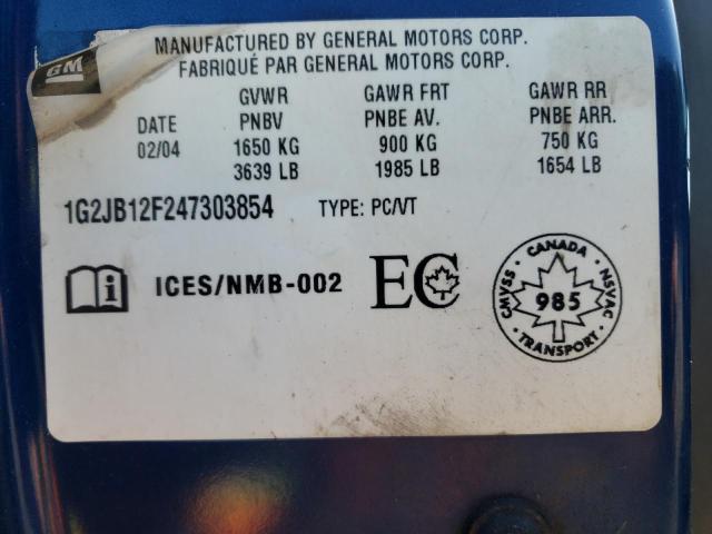Photo 10 from auction – 2004 PONTIAC SUNFIRE with VIN 1G2JB12F247303854