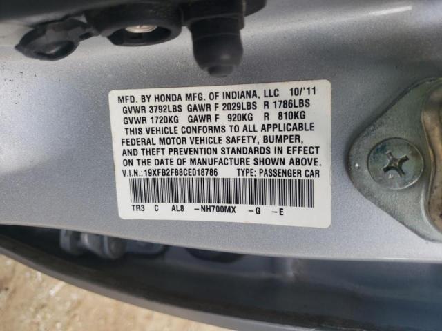 Photo 10 from auction – 2012 HONDA CIVIC EX with VIN 19XFB2F88CE018786