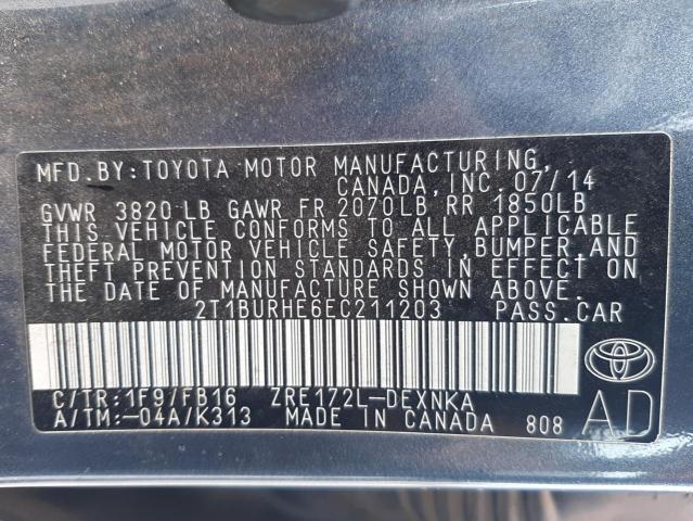 Photo 10 from auction – 2014 TOYOTA COROLLA L with VIN 2T1BURHE6EC211203