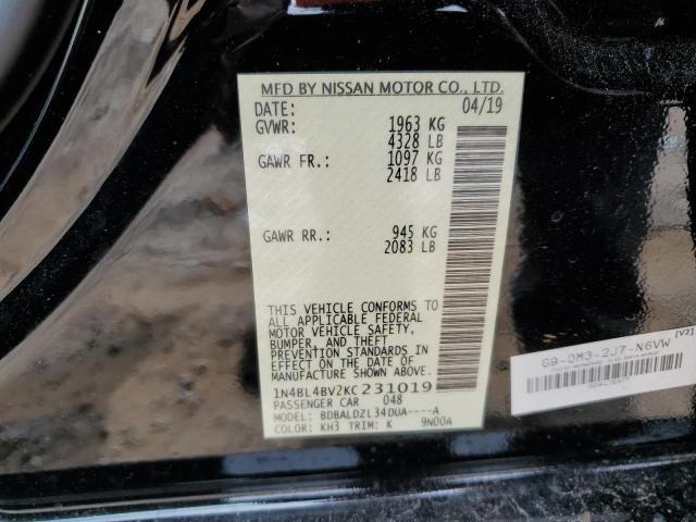 Photo 10 from auction – 2019 NISSAN ALTIMA S with VIN 1N4BL4BV2KC231019