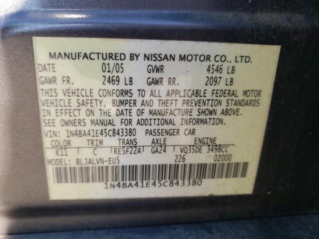 صورة رقم 10 من المزاد - 2005 NISSAN MAXIMA SE مع VIN 1N4BA41E45C843380