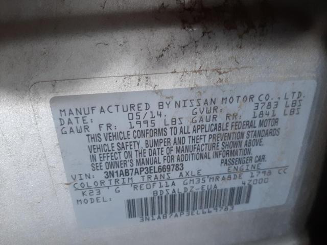 Photo 10 from auction – 2014 NISSAN SENTRA S with VIN 3N1AB7AP3EL669783