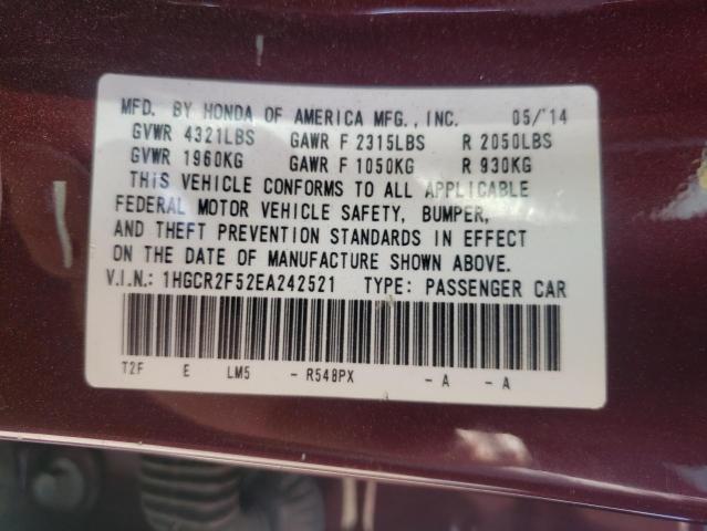 Photo 10 from auction – 2014 HONDA ACCORD SPO with VIN 1HGCR2F52EA242521