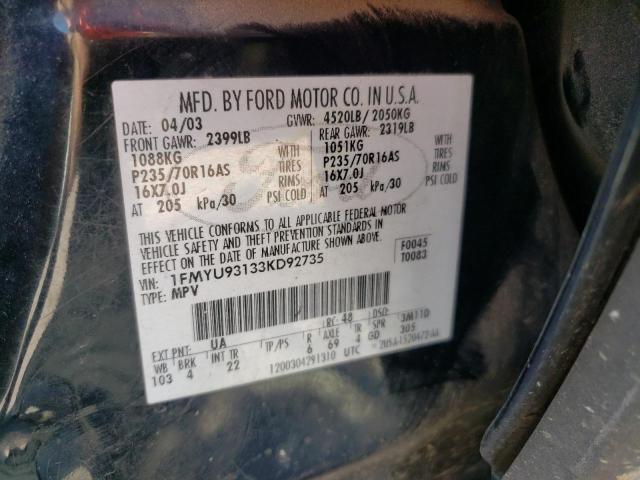 Photo 10 from auction – 2003 FORD ESCAPE XLT with VIN 1FMYU93133KD92735