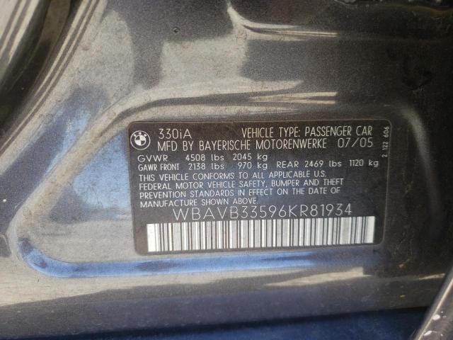 Photo 10 from auction – 2006 BMW 330 I with VIN WBAVB33596KR81934