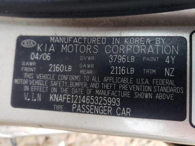 Photo 10 from auction – 2006 KIA SPECTRA LX with VIN KNAFE121465325993