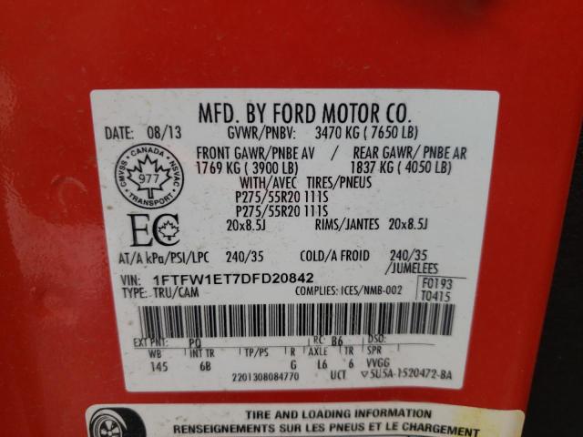 Photo 10 from auction – 2013 FORD F150 SUPER with VIN 1FTFW1ET7DFD20842