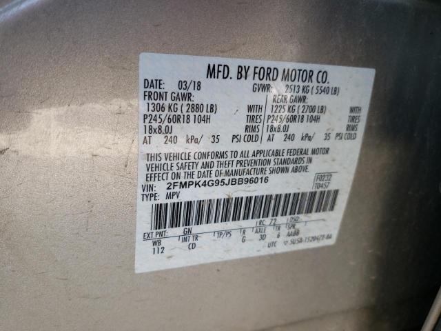 Photo 10 from auction – 2018 FORD EDGE SE with VIN 2FMPK4G95JBB96016