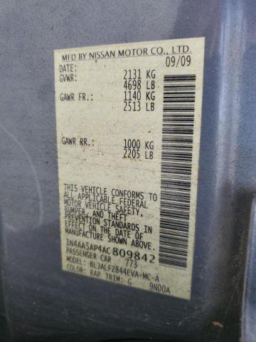 Photo 10 from auction – 2010 NISSAN MAXIMA S with VIN 1N4AA5AP4AC809842